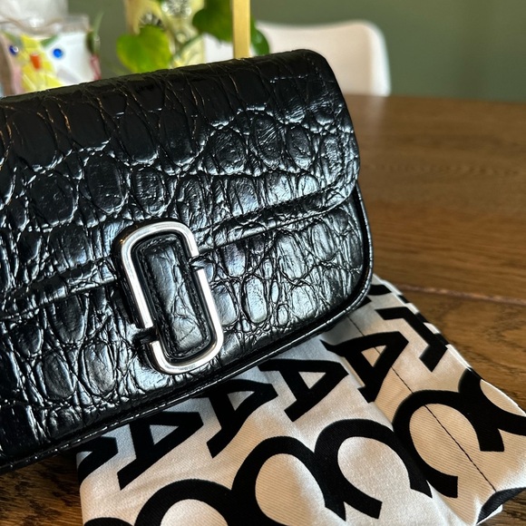 NWT! New Marc Jacobs J Marc Mini Shoulder Bag - Croc-embossed Leather Black 3way - Picture 2 of 14